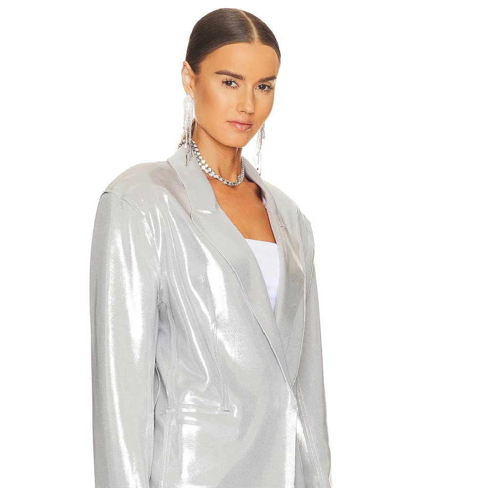 Norma Kamali Metallic Silver Blazer in XXS *NWOT* Runs Big. LIKE 🆕 ✨